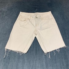 Loft Ann Taylor Boyfriend Shorts Womens 25/0 White Denim Light Wash Frayed Hem