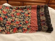 ETRO Silk Sheer Scarf Black Multicolor Sz 25" X 75"