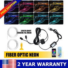 Neon Light Trim Glow Optic Fiber Strip LED Car Interior Ambient Lighting Kit NEW