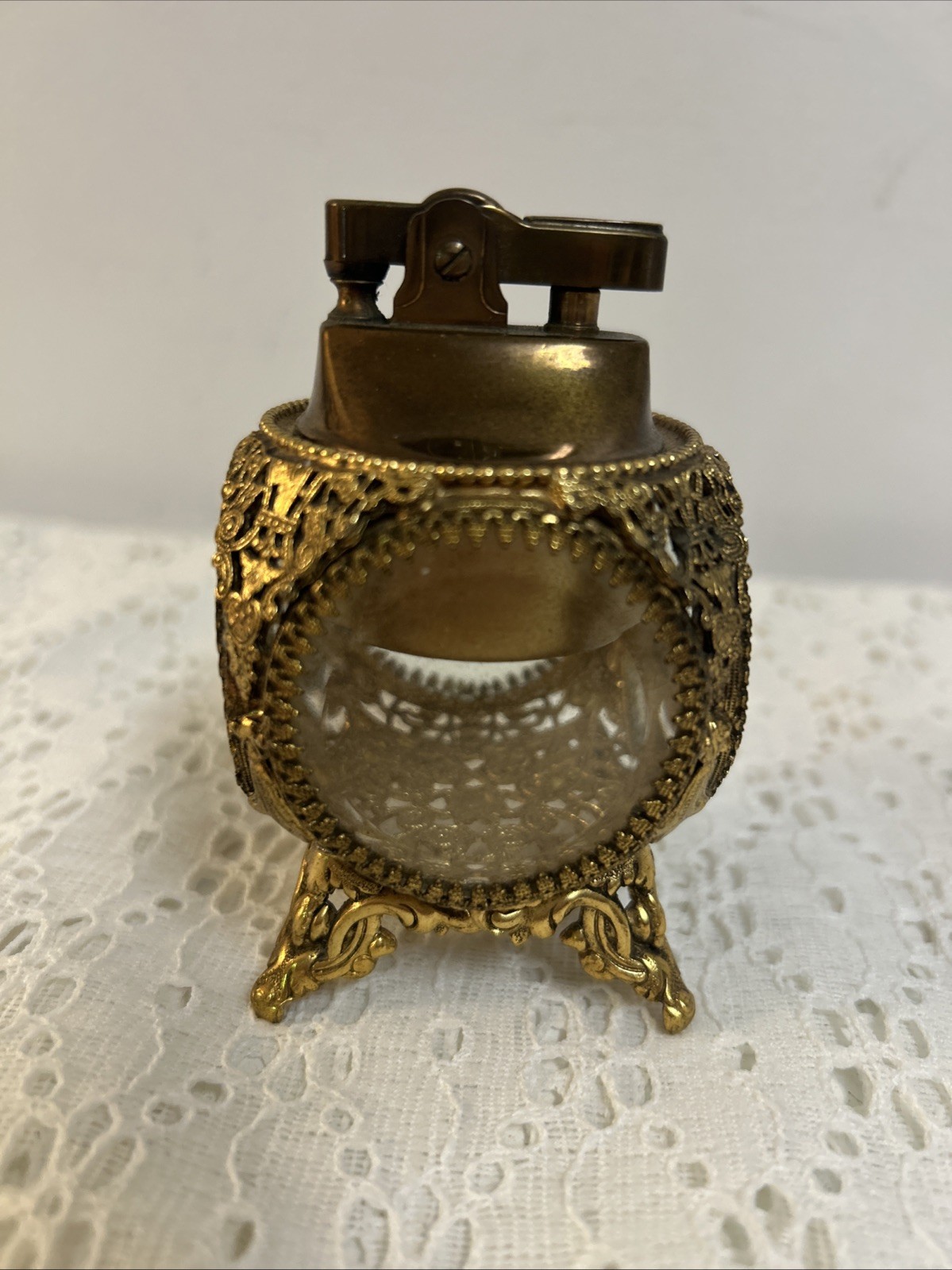 Gold Tone Pedestal Hollywood Regency