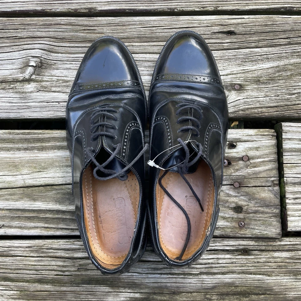 Zapatos de vestir de colección Stafford para hombre con puntera Oxford de cuero negro con cordones talla 8,5 M Foto 2 de 4