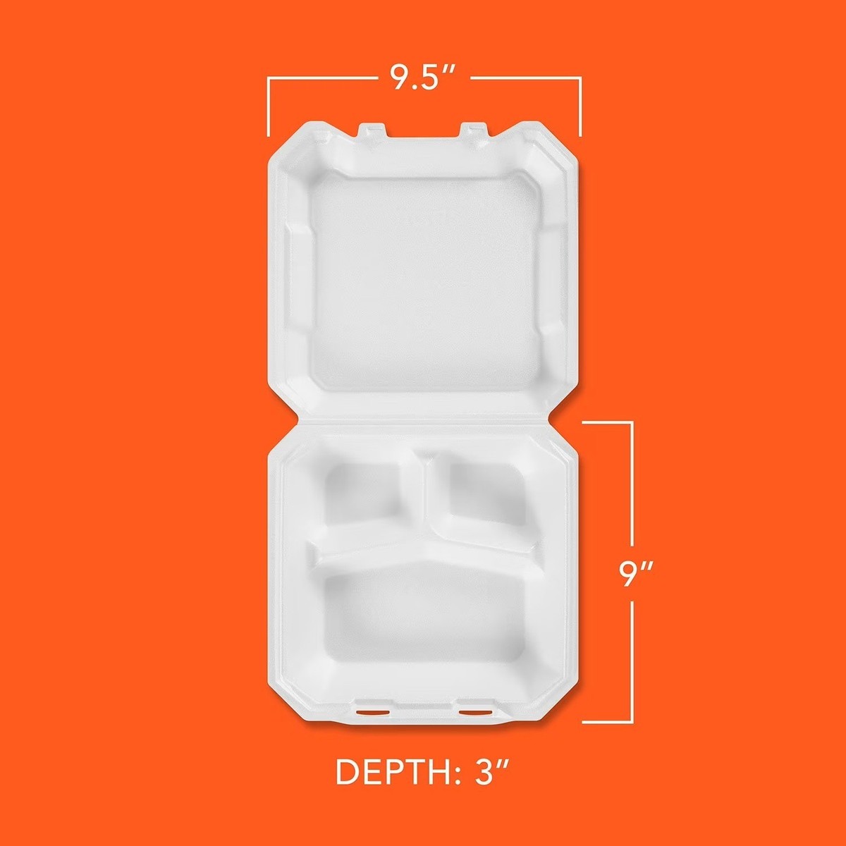 Hefty Supreme 3-Compartment Foam Lid Containers - Pack of 125