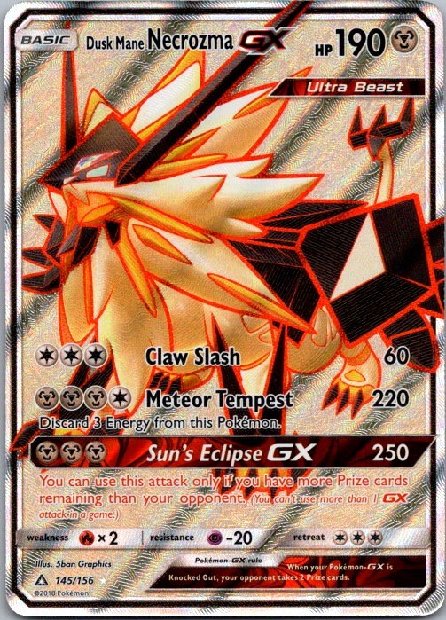 Dusk Mane Necrozma GX (Full Art) Ultra Rare SM - Ultra Prism 145/156 NM