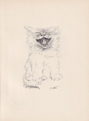 1946 KATZEN-Druck - Lucy Dawson - Katzenkunst - antike Katze Wandkunst - 7 x 9,5 cm