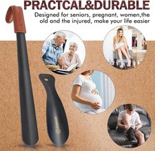 Shoe Horn Long Handle for Seniors Men Women,Metal Long Shoehorn Boot Horn 16.5",