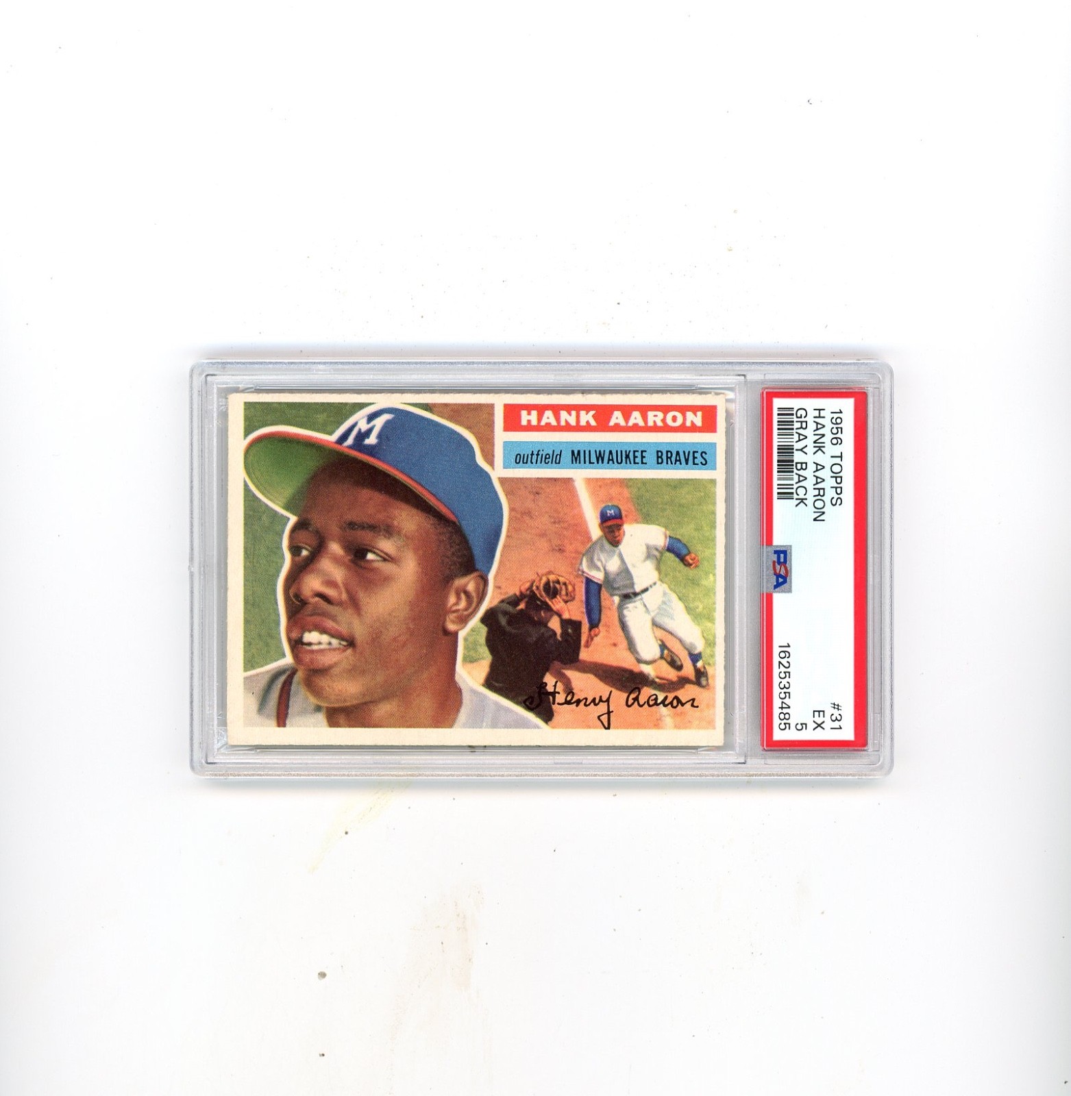 1956 Topps PSA 5 #31  Hank Aaron Gray Back-Pack Fresh Looking Card/Great Color!