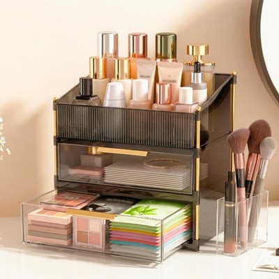 Large Capacity Makeup Organizer Countertop with Brush Holder, Vanity Skincare...
