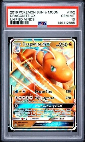2019 POKEMON SUN & MOON UNIFIED MINDS #152 DRAGONITE GX PSA 10