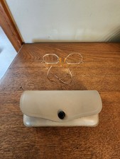 Vintage B L 12K GF Glasses Frames W/ Angled Bifocal Lens, Original Leather Case