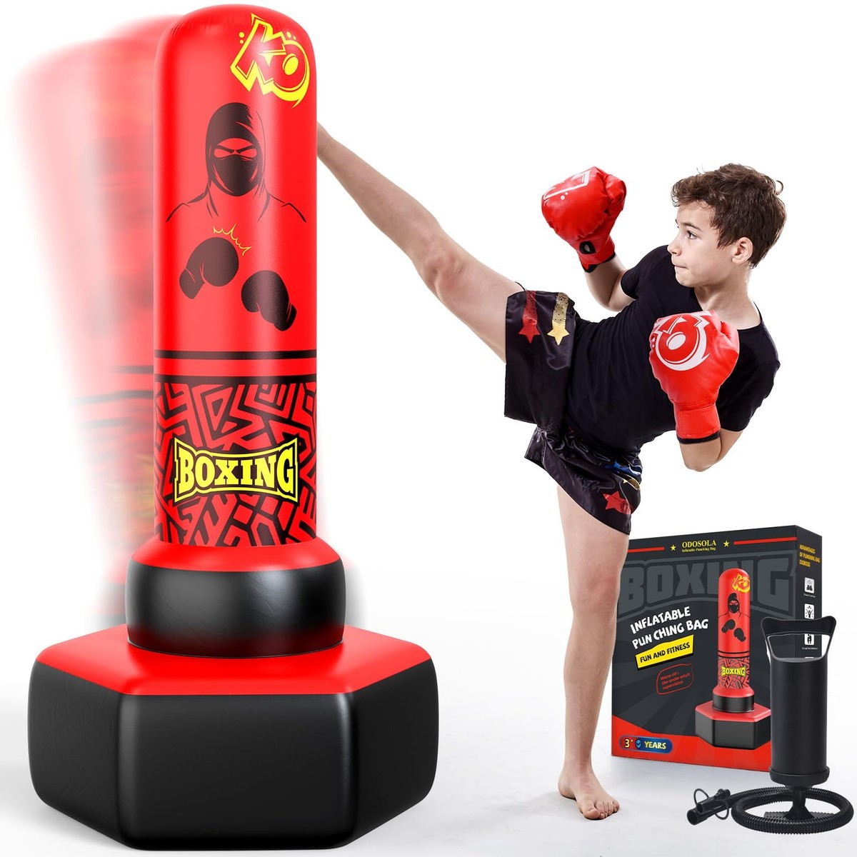 Ninja Kids 66 Inch Inflatable Punching Bag For Kids, Freestanding