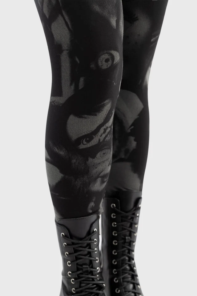 KILLSTAR Eat Your Heart Out Leggings In Black/Grey - Image 3 of 4