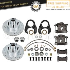 New Spindle Disc Brake 5 On 4-12 Drilledslotted Rotors Kit For Ford 1937-1948