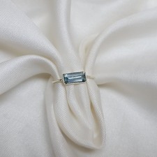 Baguette Aquamarine Gems 925 Sterling Silver Round Band Statement Ring