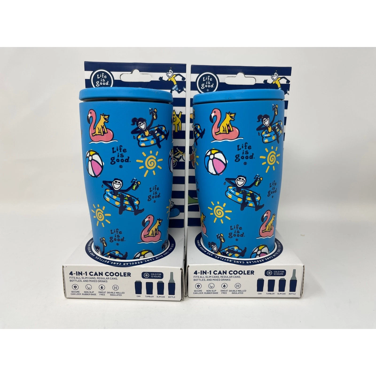 Life Is Good 4 in 1 Beverage Cooler Floaties by the pool set of 2 NEW