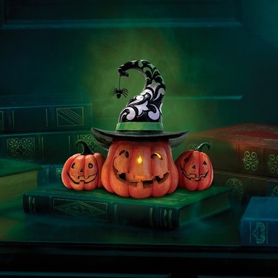 Jim Shore Heartwood Creek Halloween Joined Jack-O-Lanterns Lit Figurine 6016642