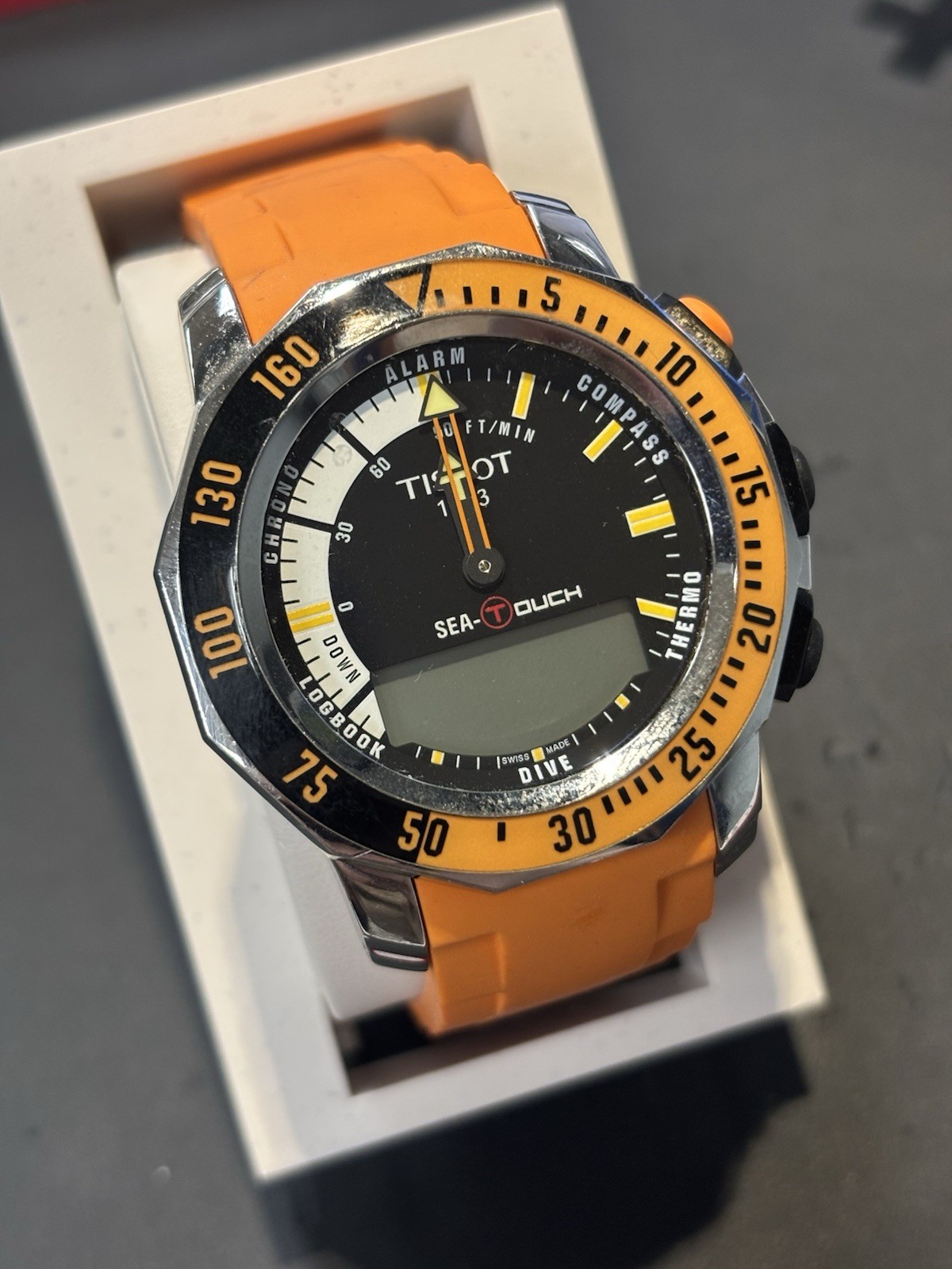 Tissot Sea-Touch Men’s Divers Watch Stainless Steel with Orange Rubber Strap