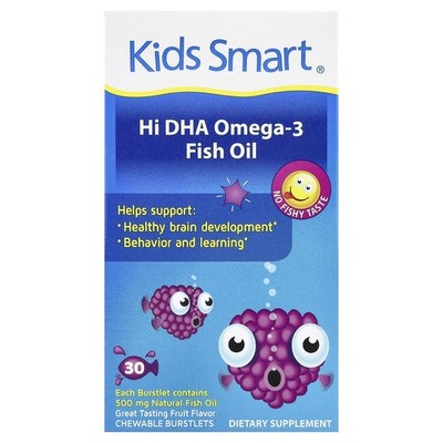Bioglan, Kids Smart, DHA-Omega-3-Fischöl, Frucht, 30 kaubare Burstlets