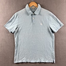 Burberry Brit Polo Shirt Mens Large Baby Blue Pique Knit Nova Check Accent