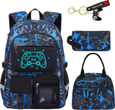 4 Piece Boys School Backpack Set 18 Inch Bookbag Lunch Box Pencil Case
