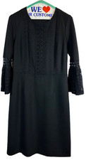Nanette Lepore Dress Womens 6 Black 3/4 Lace Sleeves Short Elegant Formal LBD C9