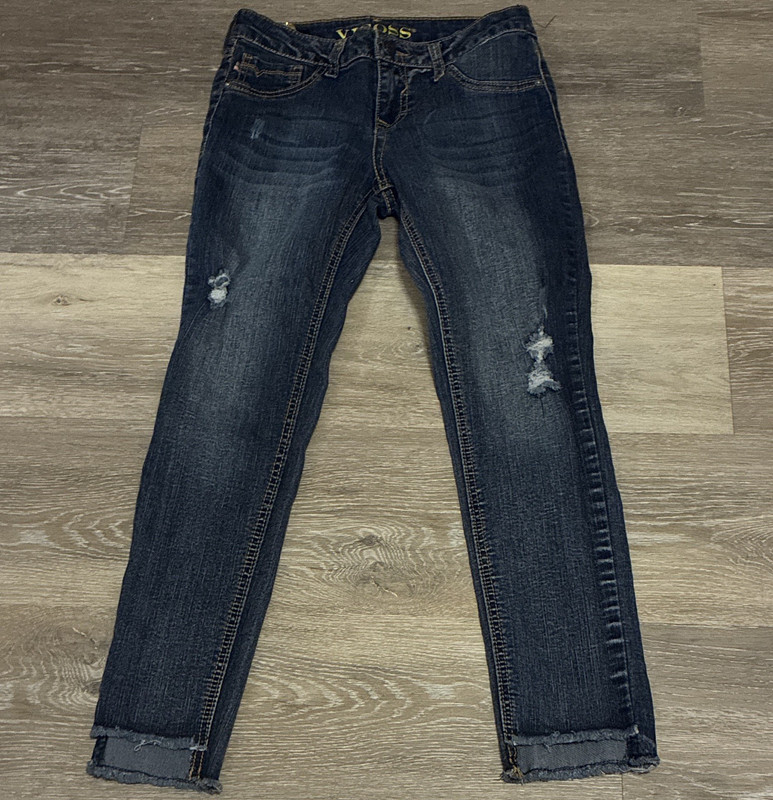 Vigoss Women's Blue Distressed Skinny Denim Jeans Cotton Blend, Size 12