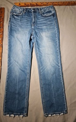 Flying Monkey Jeans Womens 29 Blue Denim Slim Straight Stretch Distress Pants 