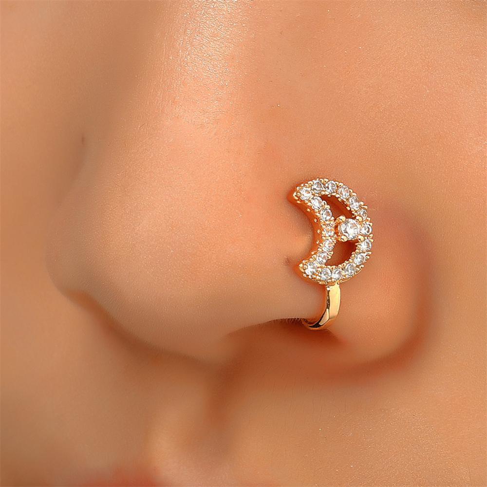 1Pcs Women Nose Clip Fake Piering Nose Ring Zircon Heart Star Crown Clip On Nose