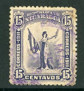Nicaragua 1912 Liberty 15¢ Violet Sc 302 VFU Q412 | eBay