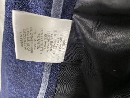 BLAZER CREMIEUX COLLECTION TAGLIA L BLU NAVY PLAID TOPPE GOMITO POLSINI CHIRURGO LANA - Foto 16 di 22