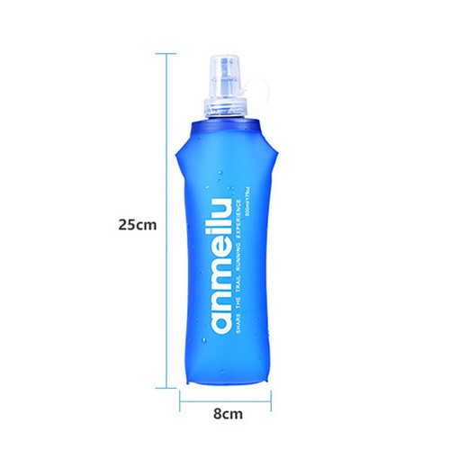 Sport Soft Water Bottle Folding Flask BPA Free TPU for Running, Hiking, Cycling - Picture 9 of 20