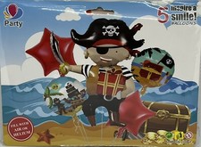 5 Pcs. Happy Birthday Pirates Balloons / 5 globos de Piratas
