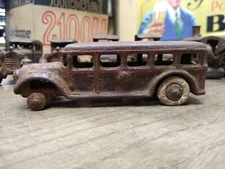 Vtg Cast Iron Taxi Limo Bus Toy Hubley Arcade AC Williams Dent? 5" White Tires