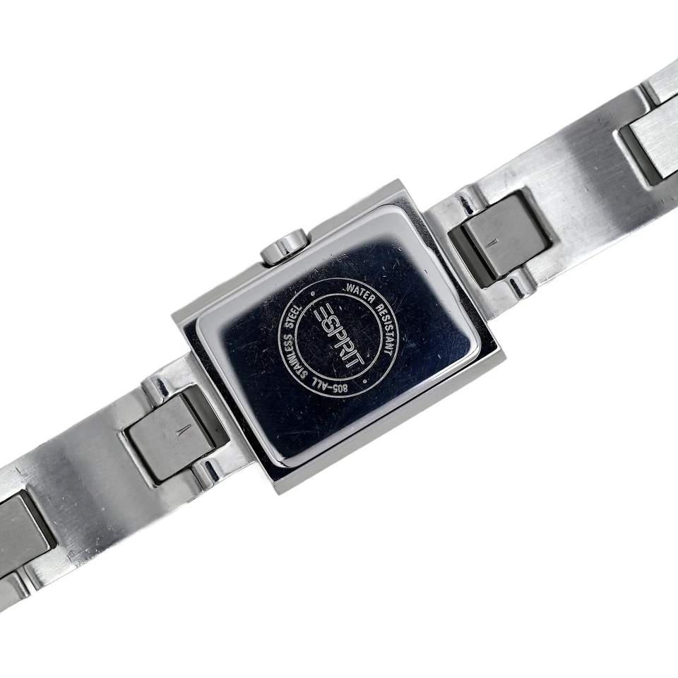 Reloj de pulsera Espirit para dama con bisel de diamantes de acero inoxidable esfera blanca Foto 4 de 4