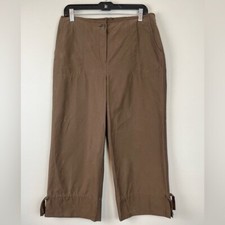 NWT J.Jill Straight Wide Leg Cropped Pants Brown Size 12