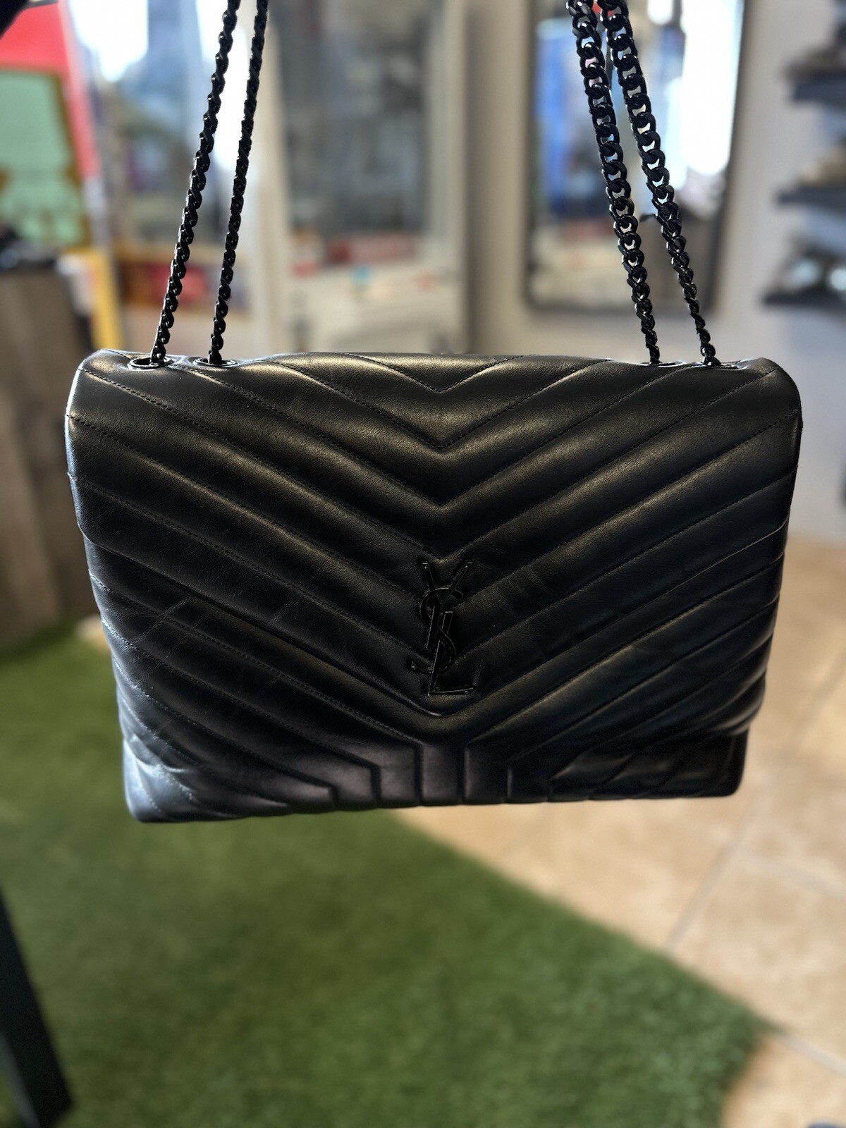 SAINT LAURENT Borsa a tracolla YSL Large Loulou nera $2650 vendita al dettaglio 100% autentica spedizione rapida