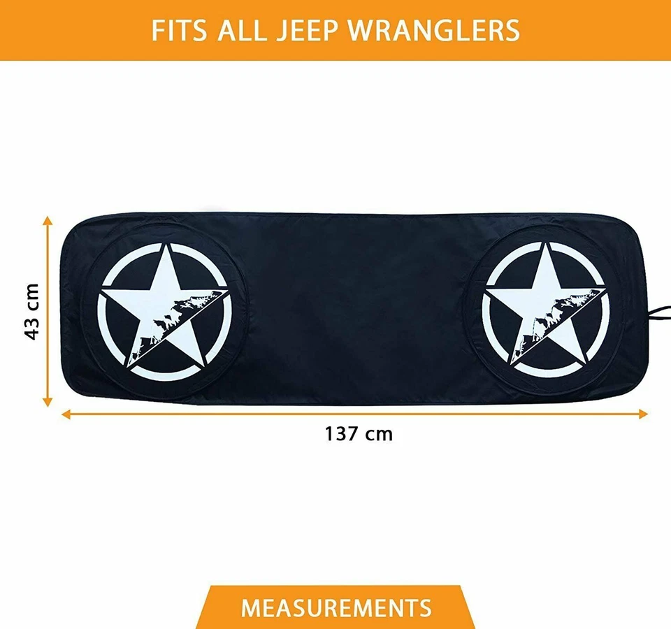 Parabrisas de coche para Jeep Wrangler JK JL 1985-2020 bloques plegables rayos UV Foto 3 de 4