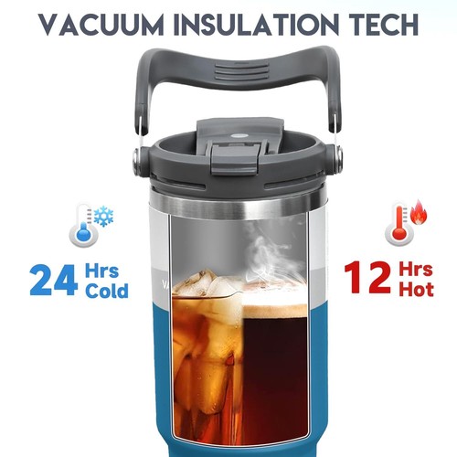 30 Oz Tumbler With 2in1 Lid Vacuum Insulated Water Bottle With Handle And Flip S - Picture 2 of 6
