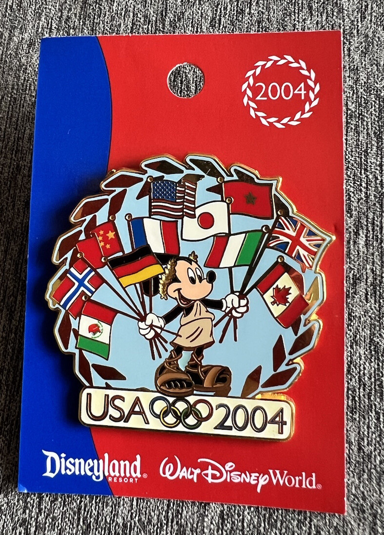 ディズニースタンプアート「Olympics」 DISNEY 2004 USA OLYMPIC LOGO MICKEY MOUSE WITH FLAGS PIN | eBay