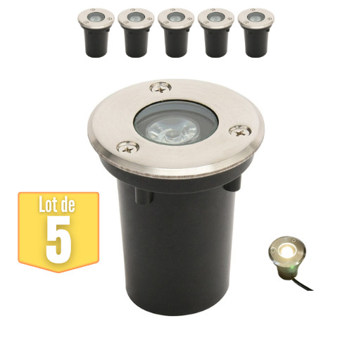Spot LED encastrable 1W en acier brossé finition premium pour terrasse haut de gamme