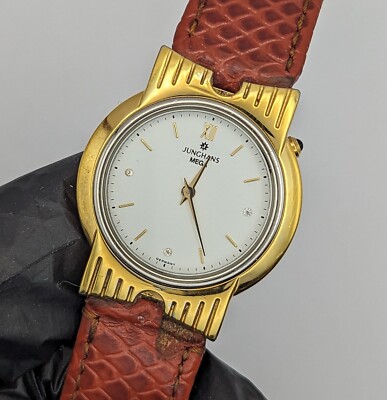 Junghans Mega Vintage seltene Damen Armbanduhr Funkuhr vergoldet