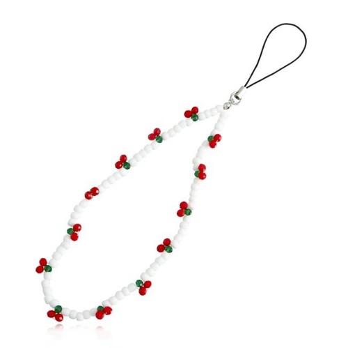 Mobile Phone Charm Cherry Fruit Beads Strap Cord Chain Girl Keys Holder Gift - Bild 1 von 7