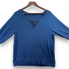 Chaus Sport Womens Top Shirt Large L Blue Long Sleeve Mid Weight