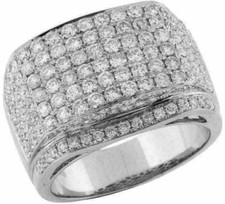 ESTATE WIDE 3.40CT ROUND CUT DIAMOND 14KT WHITE GOLD 3D CLASSIC MEN' FUN RING