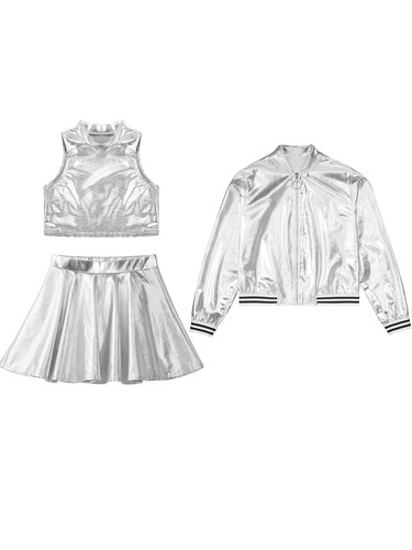 Kids Girl's Crop Top With Skirt Sport Dance Outfit Cheerleading Tracksuit Jazz - Picture 57 of 63