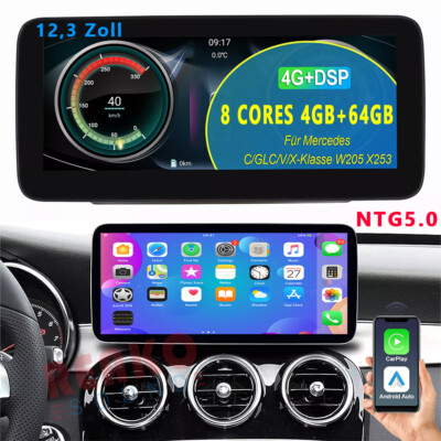 12,3'' 4+64GB Android 13 Autoradio Navi Für Mercedes C/GLC/V/X-Klasse W205 X253