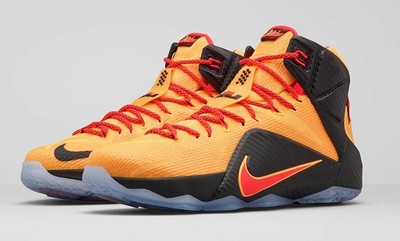 orange and black lebrons