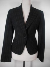 Beautiful Woman's 6P Petite 6 Jones New York Black Pinstripe Lined Blazer Jacket