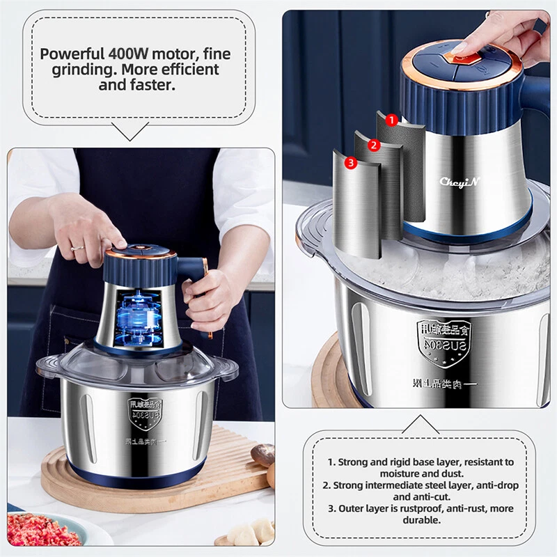 Household 2L 500W Stainless Steel Double Speed Meat Grinder Food