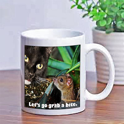 Custom Cat and Mouse Grab a Bite to Eat Funny Lover Coffee Cup Mug Gift