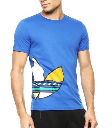 Men's New Adidas Originals Trefoil Logo T-Shirt Top Blue Retro Vintage